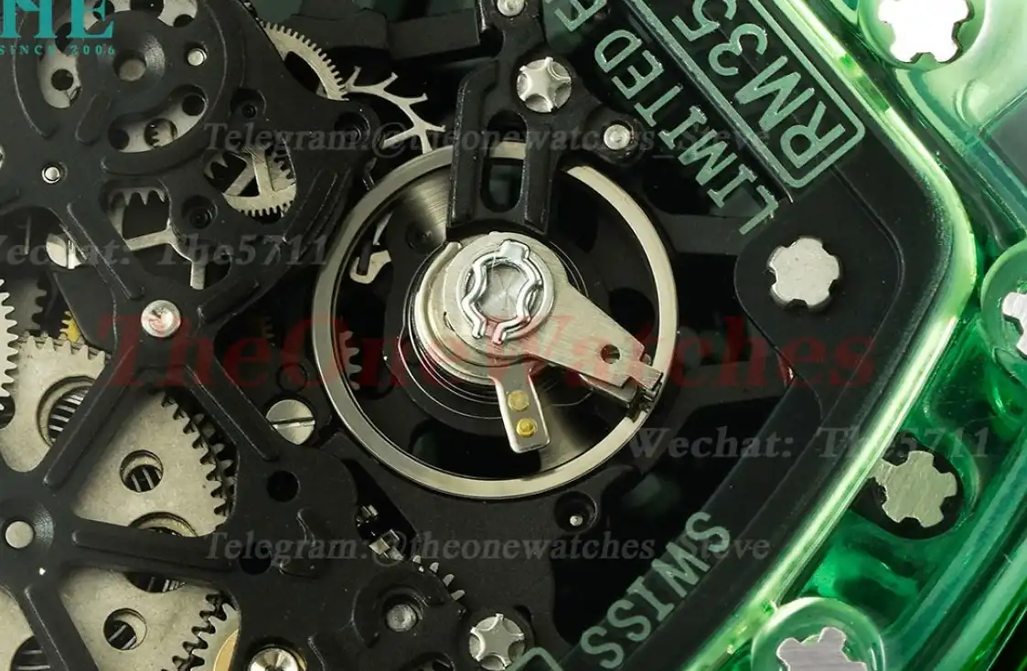 RM35-01 Green Transparent Skeleton Dial on White Rubber strap RMSF Clone RMUL2