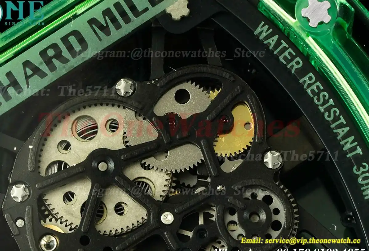 RM35-01 Green Transparent Skeleton Dial on White Rubber strap RMSF Clone RMUL2