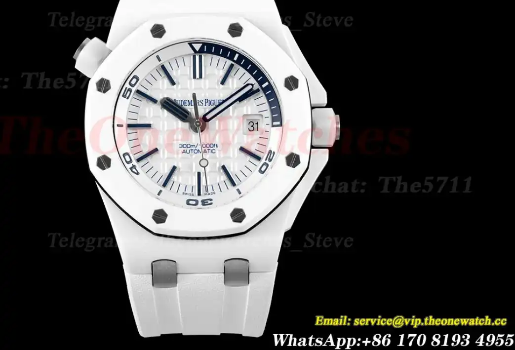 Royal Oak Diver 15707 CER RU White APSF SA3120 Super Clone