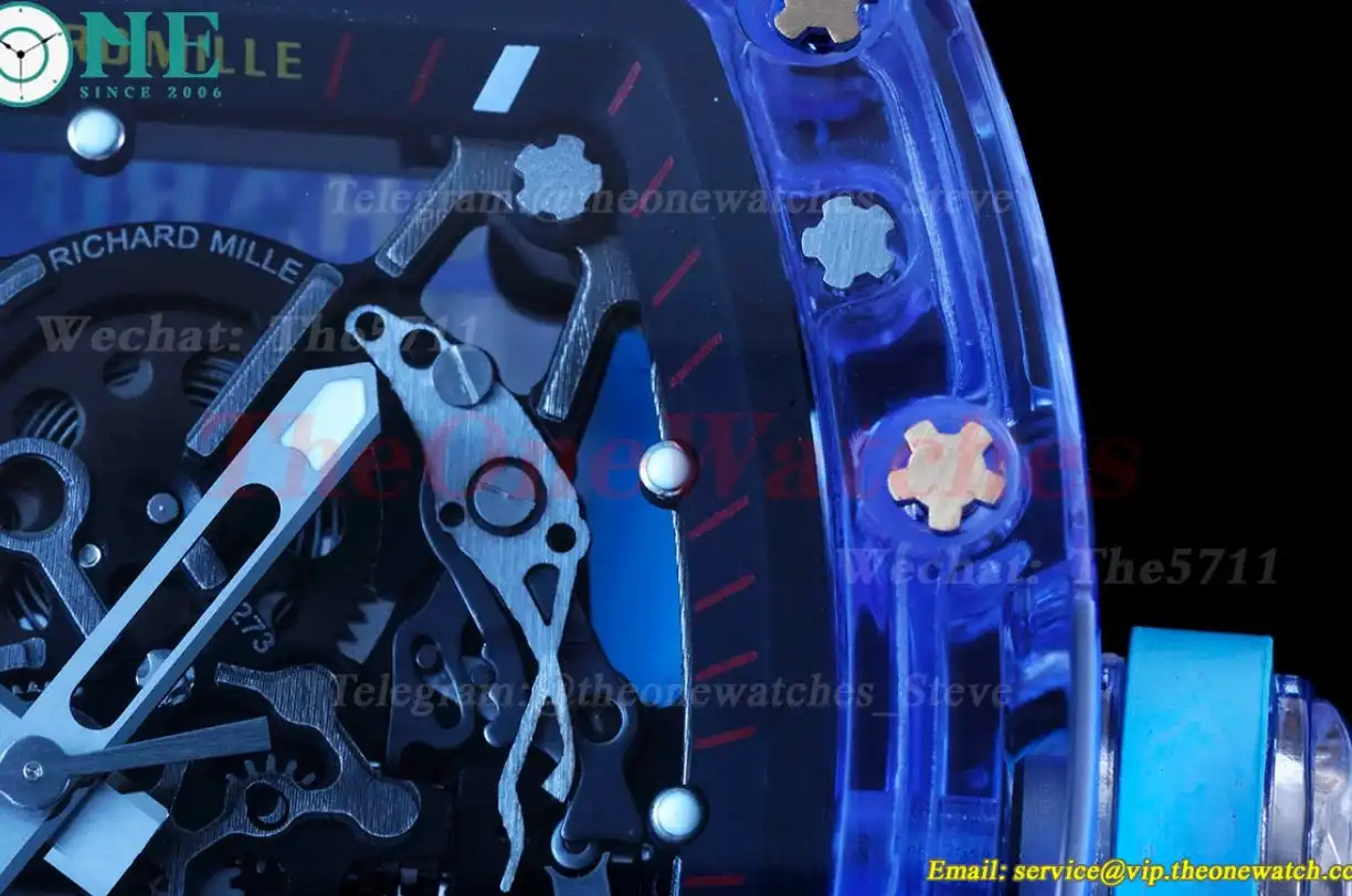 RM35-01 Blue Transparent Skeleton Dial With Blue Rubber Strap RMSF Clone RMUL2