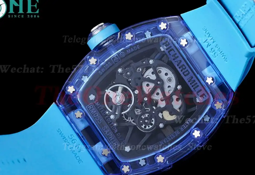 RM35-01 Blue Transparent Skeleton Dial With Blue Rubber Strap RMSF Clone RMUL2