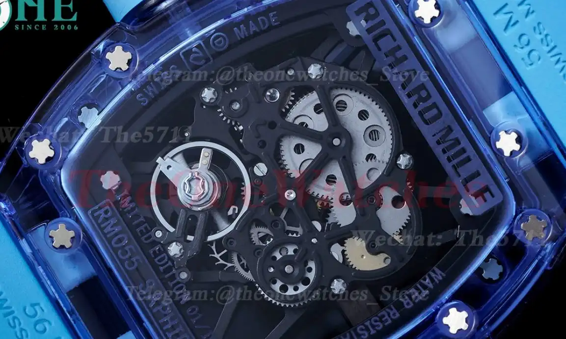 RM35-01 Blue Transparent Skeleton Dial With Blue Rubber Strap RMSF Clone RMUL2