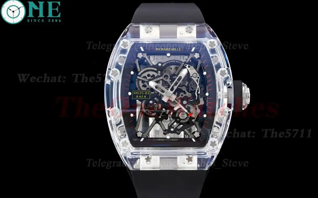 RM35-01 Transparent Skeleton Dial With Black Rubber Strap RMSF Clone RMUL2