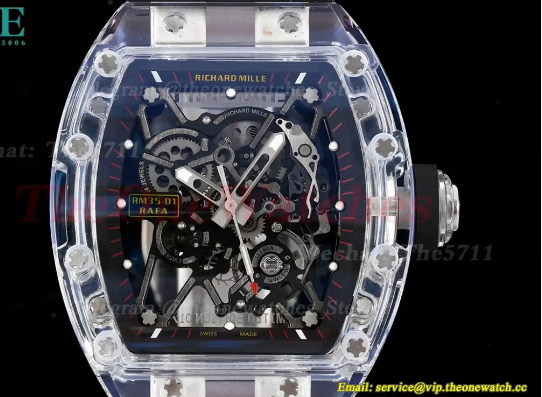 RM35-01 Transparent Skeleton Dial With Black Rubber Strap RMSF Clone RMUL2