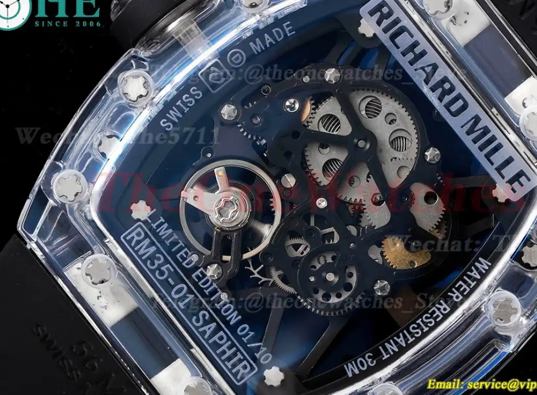 RM35-01 Transparent Skeleton Dial With Black Rubber Strap RMSF Clone RMUL2