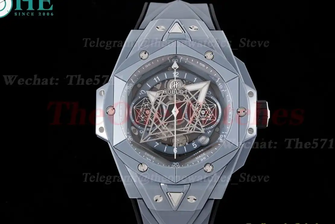 Big Bang Sang Bleu II 45mm Grey Ceramic Skeleton Dial BBF A1240