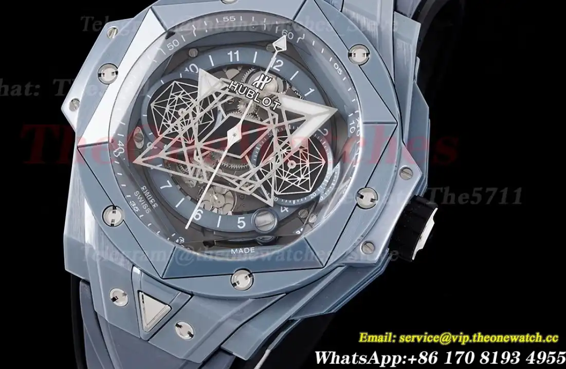 Big Bang Sang Bleu II 45mm Grey Ceramic Skeleton Dial BBF A1240