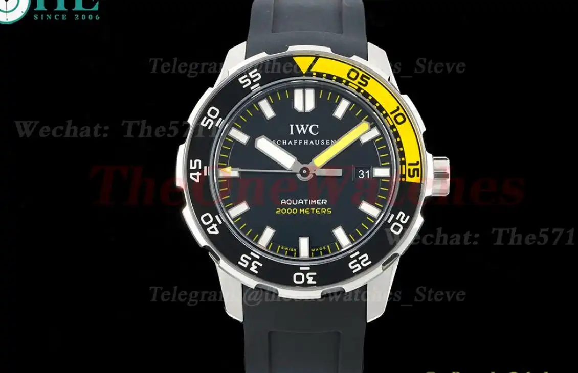 Aquatimer IW356802 44mm Blk Yellow bezel Black Dial SS RU JVSF A2892