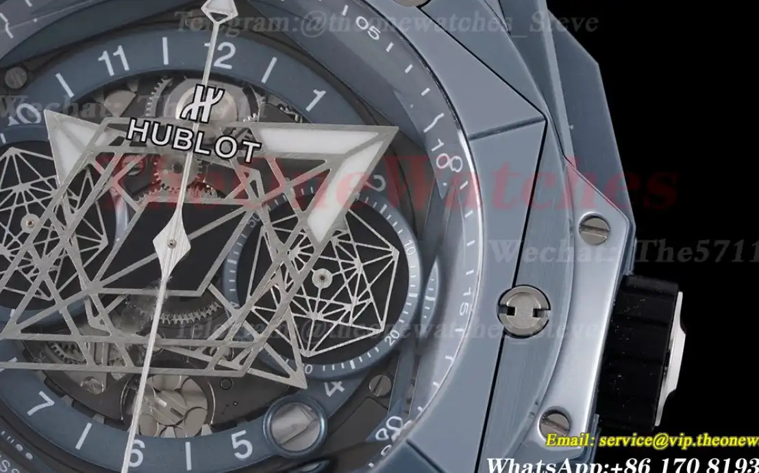 Big Bang Sang Bleu II 45mm Grey Ceramic Skeleton Dial BBF A1240