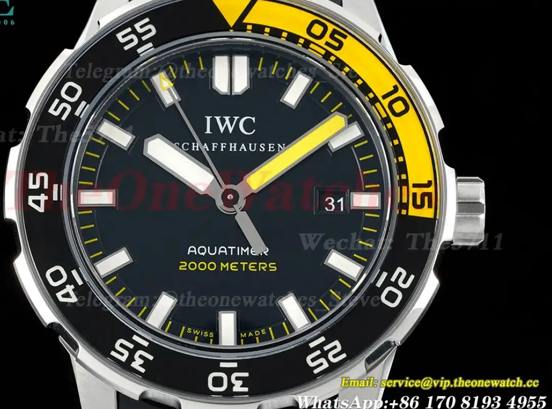 Aquatimer IW356802 44mm Blk Yellow bezel Black Dial SS RU JVSF A2892