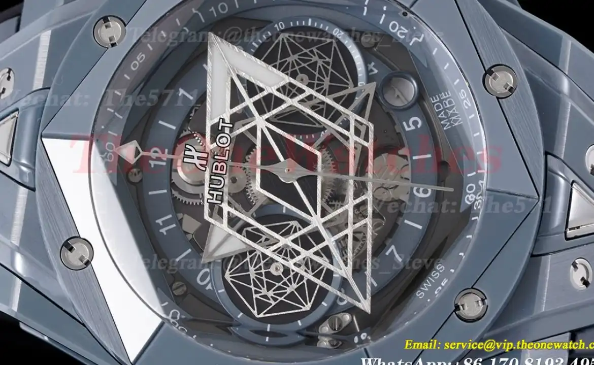 Big Bang Sang Bleu II 45mm Grey Ceramic Skeleton Dial BBF A1240