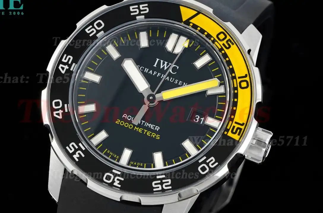 Aquatimer IW356802 44mm Blk Yellow bezel Black Dial SS RU JVSF A2892