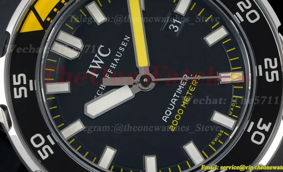 Aquatimer IW356802 44mm Blk Yellow bezel Black Dial SS RU JVSF A2892