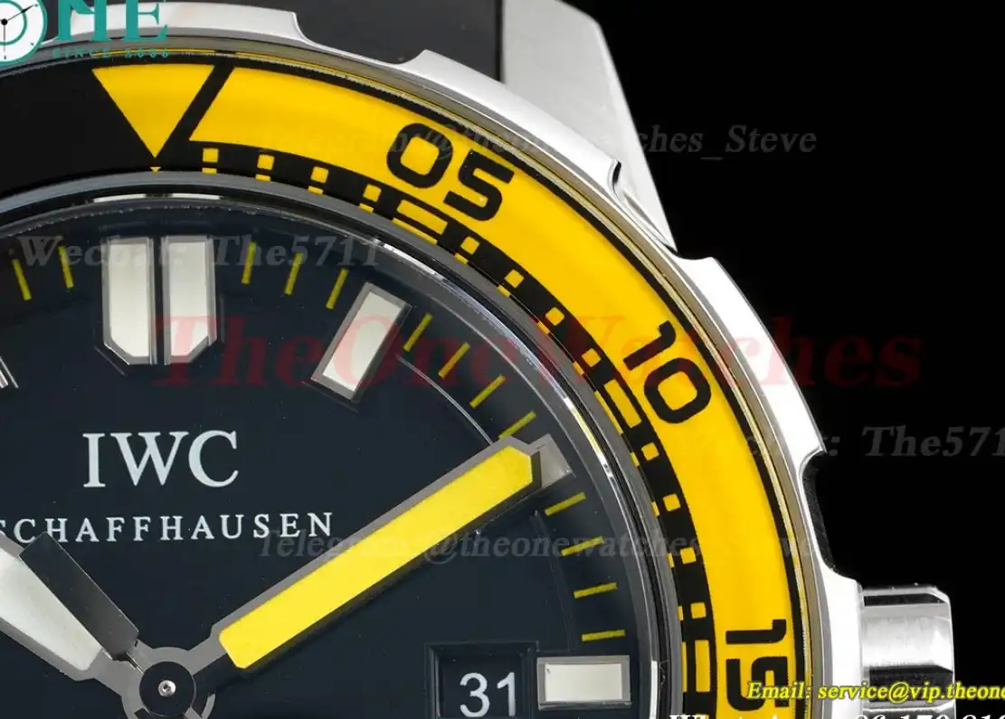 Aquatimer IW356802 44mm Blk Yellow bezel Black Dial SS RU JVSF A2892