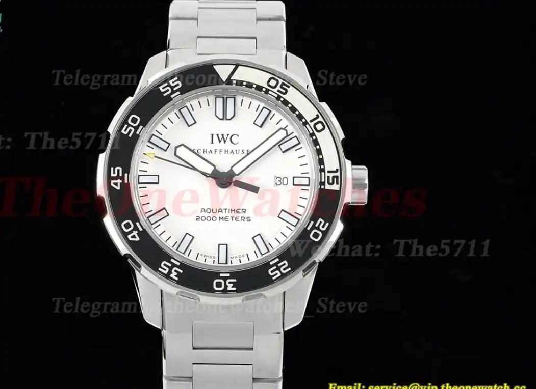 Aquatimer IW356805 44mm  Blk Wht Bezel White Dial SS SS JVSF A2892