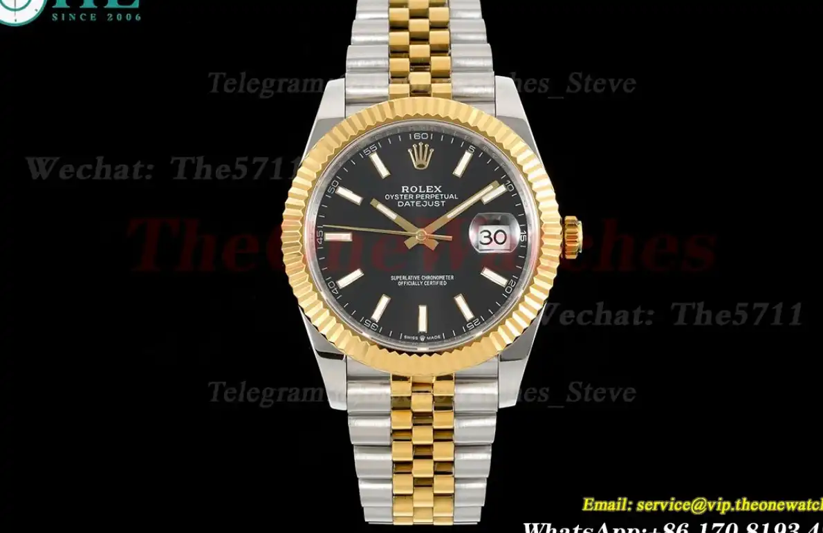 Datejust 41mm Black Stk SS YG  Jubilee 904L DIW A3235