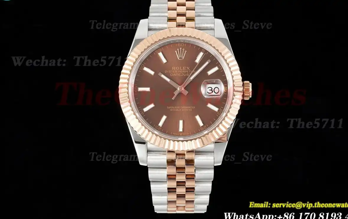 Datejust 41mm Brown Stk SS RG Jubilee 904L DIW A3235