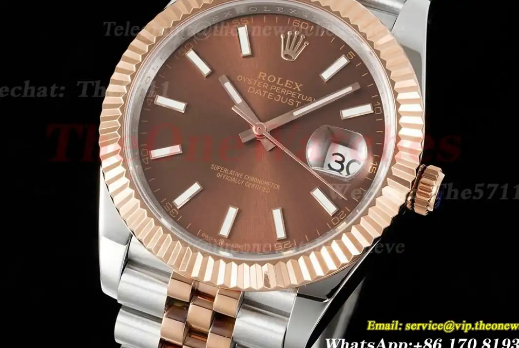 Datejust 41mm Brown Stk SS RG Jubilee 904L DIW A3235