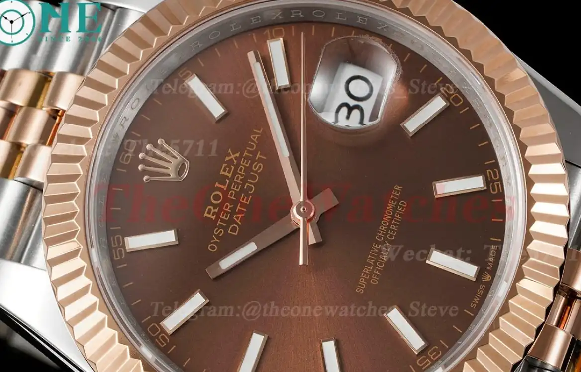 Datejust 41mm Brown Stk SS RG Jubilee 904L DIW A3235