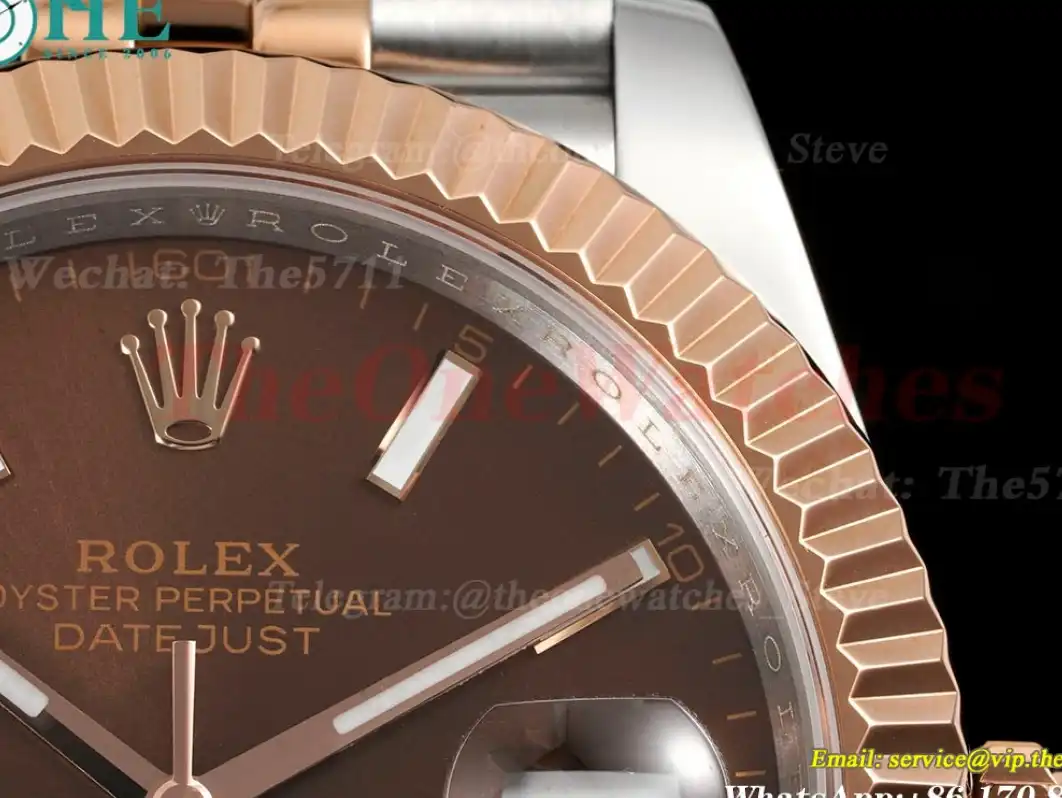 Datejust 41mm Brown Stk SS RG Jubilee 904L DIW A3235