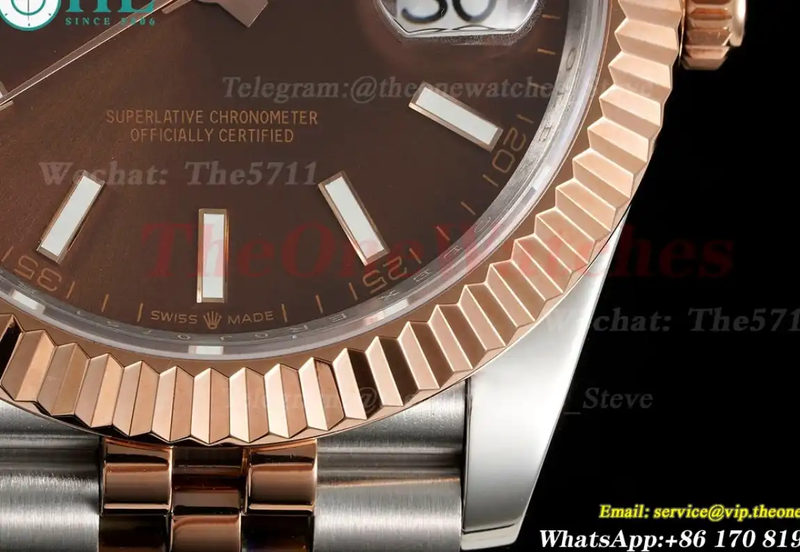 Datejust 41mm Brown Stk SS RG Jubilee 904L DIW A3235