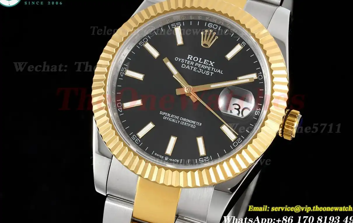 Datejust 41mm Black Stk SS YG Oyster 904L DIW A3235