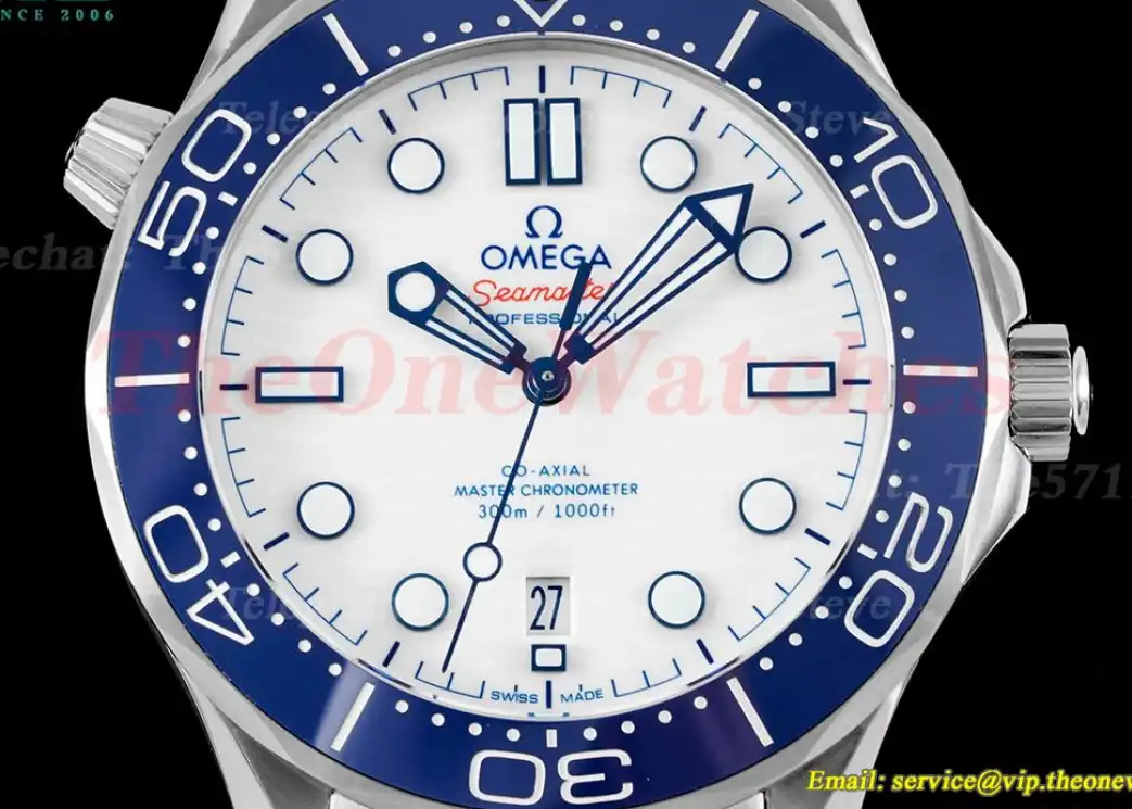 Seamaster 300m 42mm SS SS Wht blue JVSF A8800