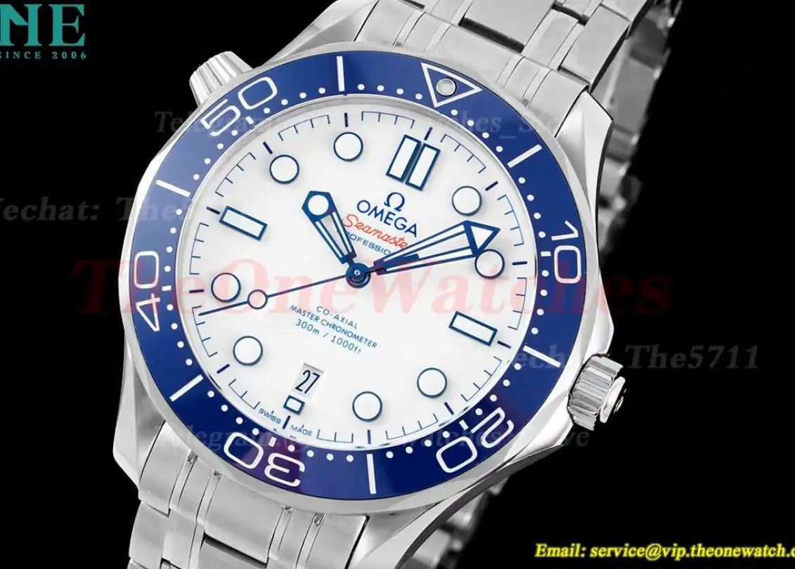 Seamaster 300m 42mm SS SS Wht blue JVSF A8800