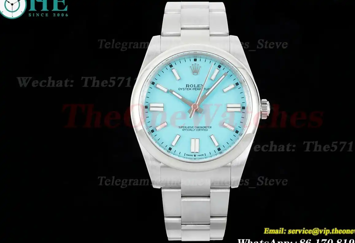 Oyster Perpetual 124300 41mm SS SS Tiffany Blue Stk APF VR3230