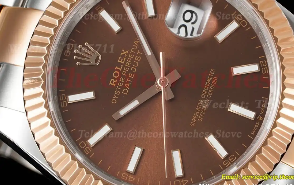 Datejust 41mm Brown Stk SS RG Oyster 904L DIW A3235