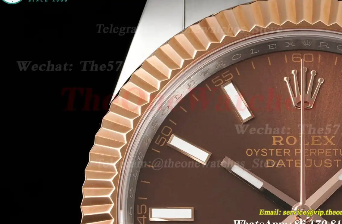 Datejust 41mm Brown Stk SS RG Oyster 904L DIW A3235