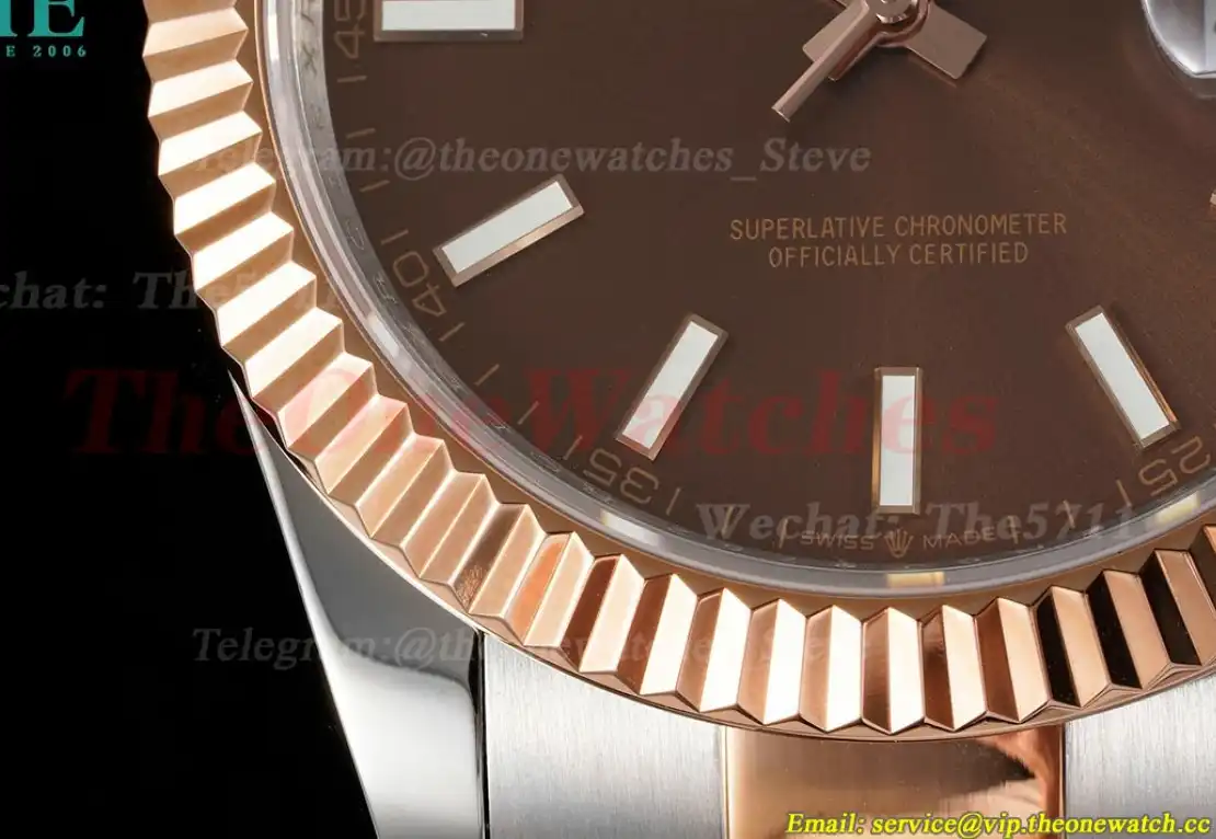 Datejust 41mm Brown Stk SS RG Oyster 904L DIW A3235