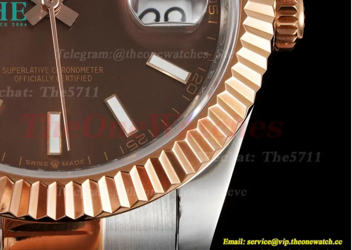 Datejust 41mm Brown Stk SS RG Oyster 904L DIW A3235