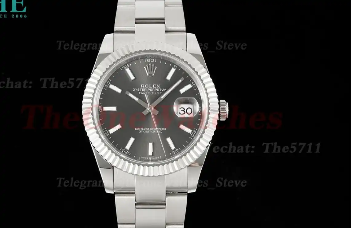 Datejust 41mm Grey Stk SS SS Oyster 904L DIW A3235