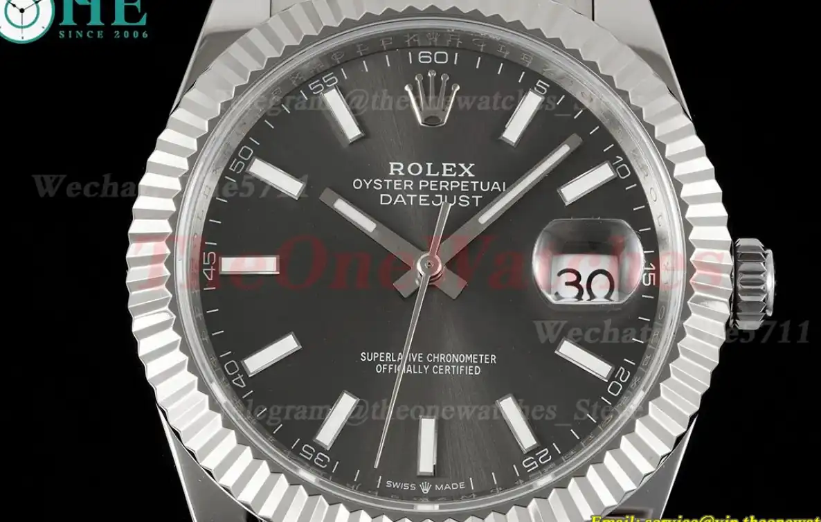 Datejust 41mm Grey Stk SS SS Oyster 904L DIW A3235