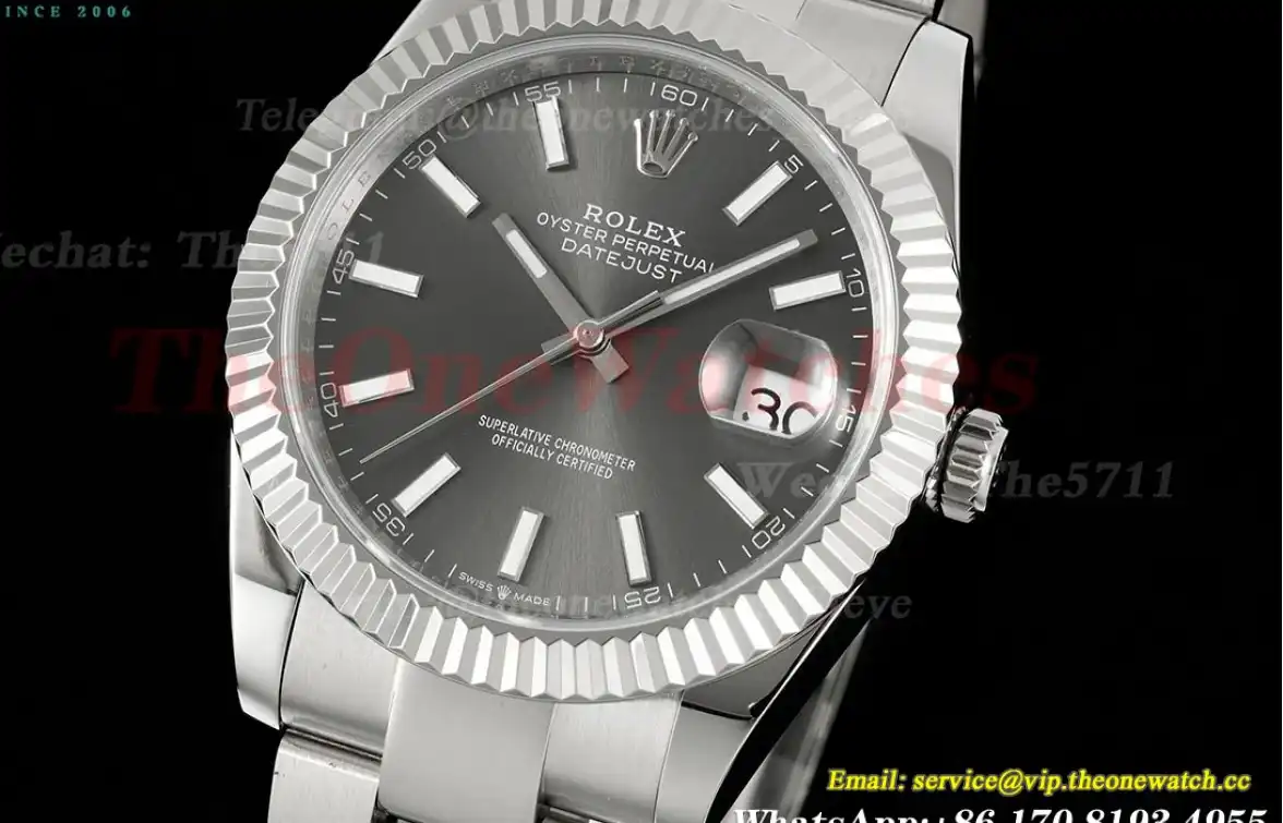 Datejust 41mm Grey Stk SS SS Oyster 904L DIW A3235