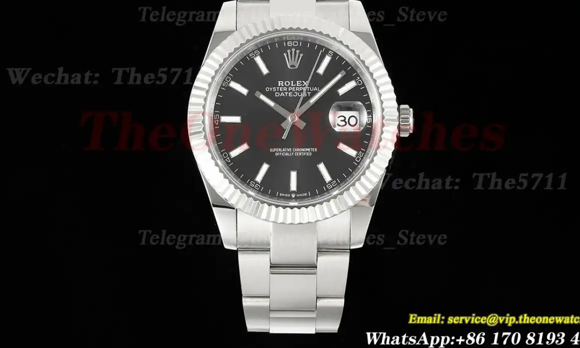 Datejust 41mm Black Stk SS SS Oyster 904L DIW A3235