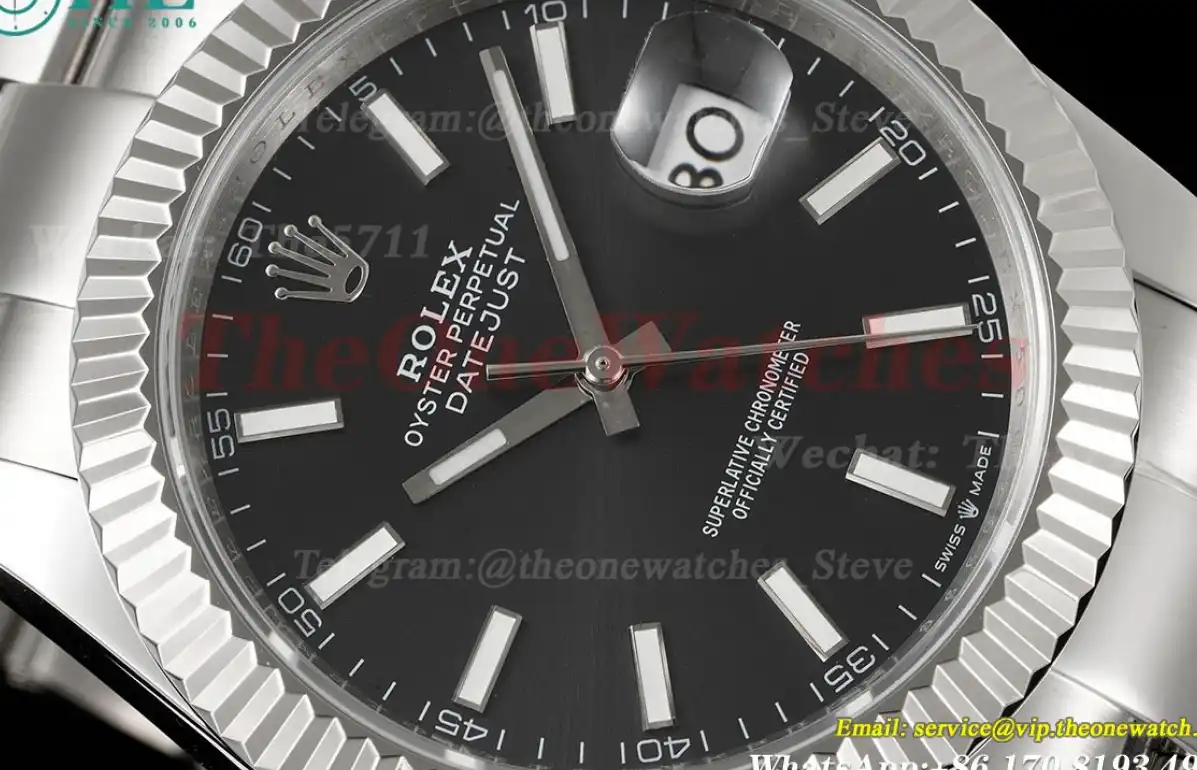 Datejust 41mm Black Stk SS SS Oyster 904L DIW A3235