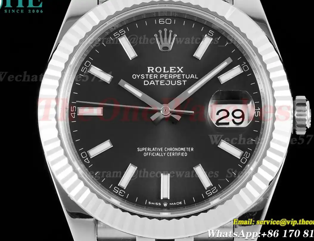 Datejust 126334 41mm Jubilee 904L SS SS Grey Stk King VR3235