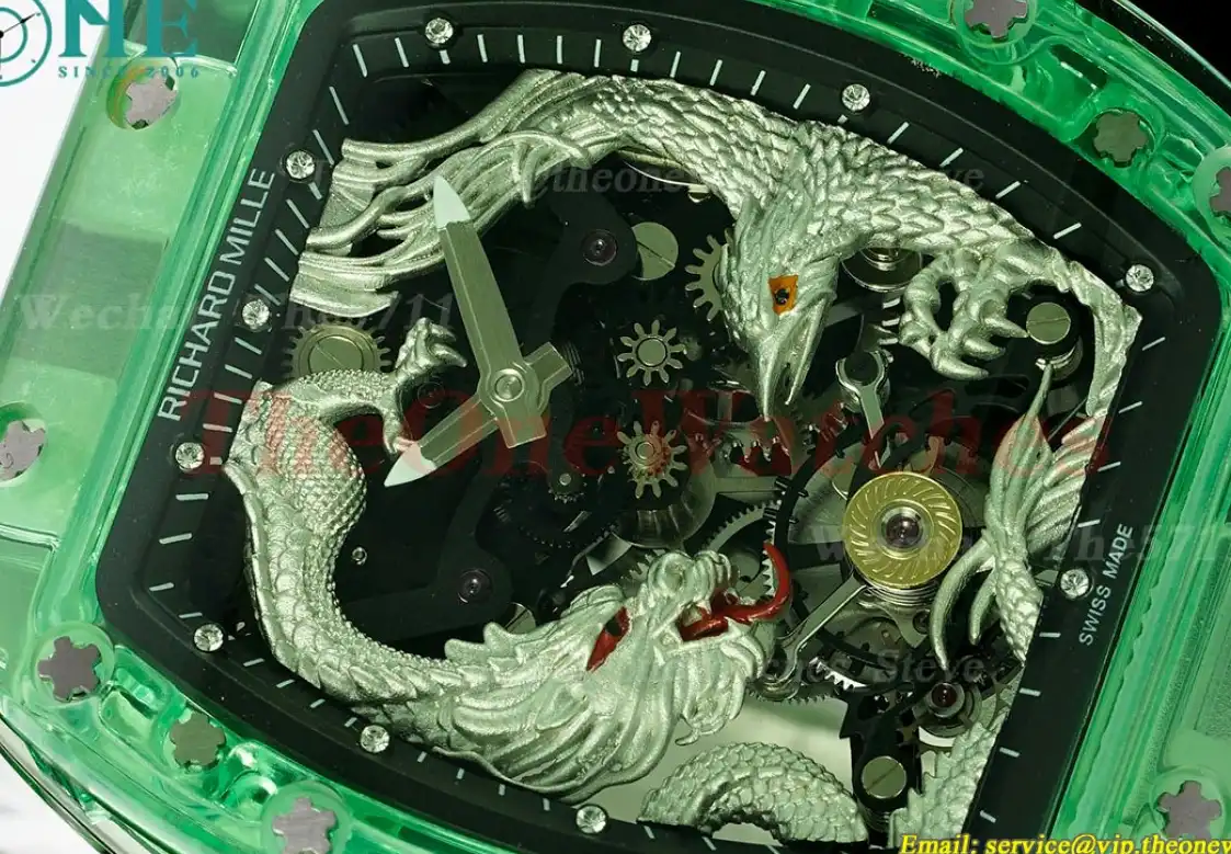 RM57-01 Eagle Dragon Dial on White Rubber Strap RMF Tourb