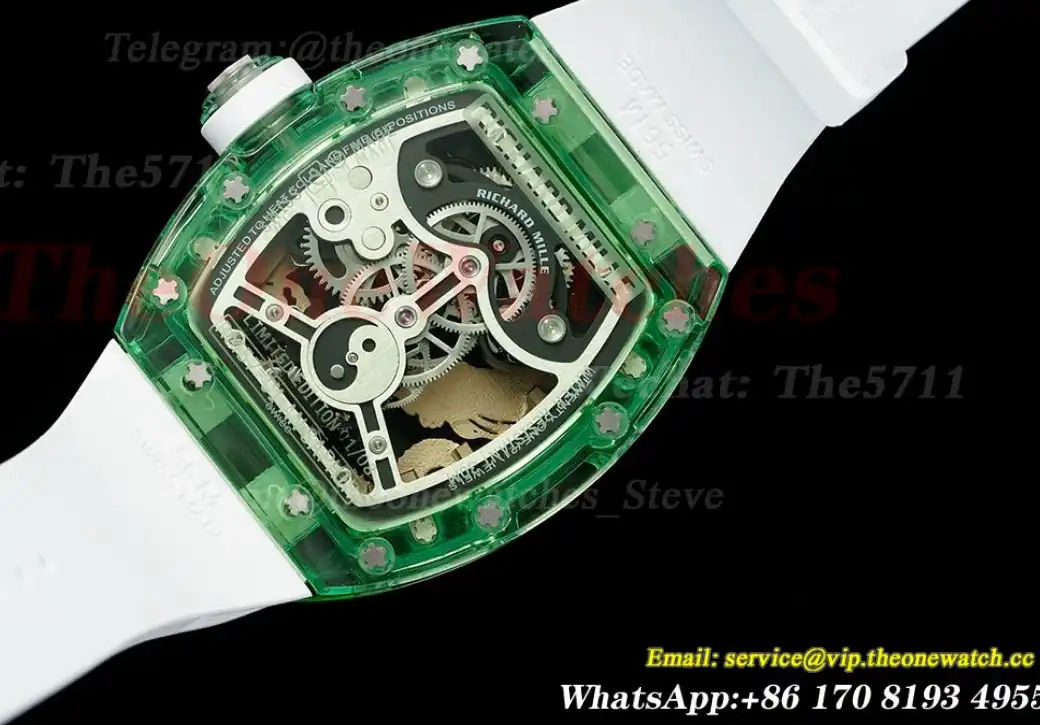 RM57-01 Eagle Dragon Dial on White Rubber Strap RMF Tourb