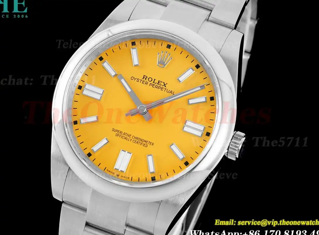 Oyster Perpetual 124300 41mm SS SS Yellow Stk JDF VR3230