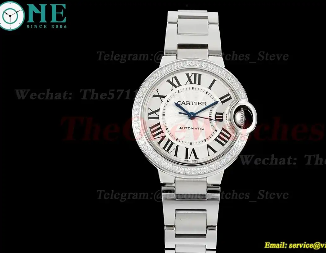 Ballon Bleu De Cartier Ladies 33mm SS SS Wht Stk 3KF A076