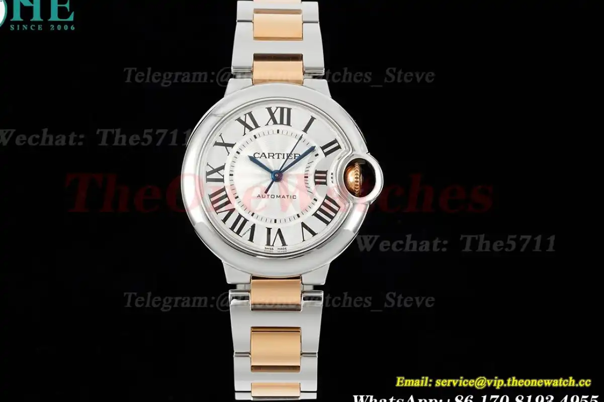 Ballon Bleu De Cartier SS RG Wht Stk 33mm Ladies 3KF A076