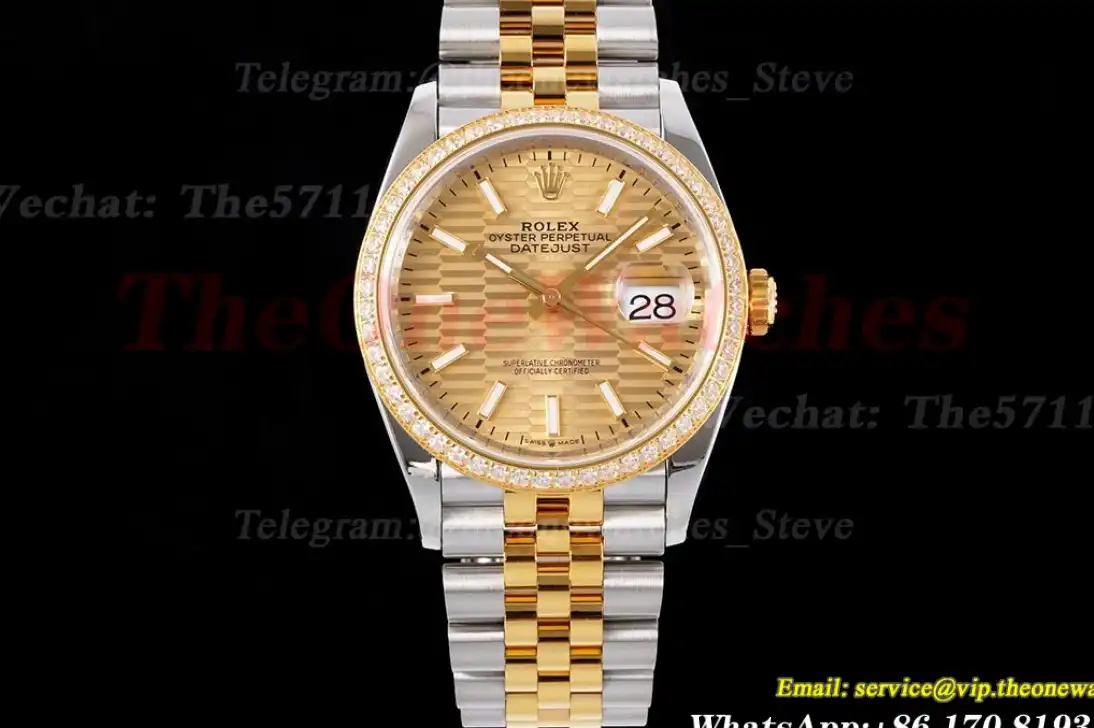 Datejust 126283 36mm Jub Dia YG SS Gold Textured Dial VSF VS3235