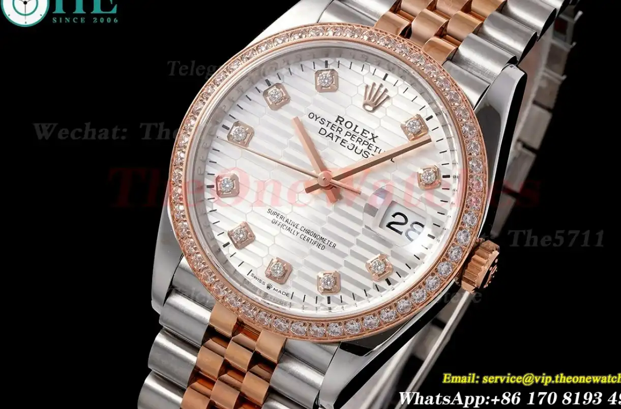 Datejust 126281 36mm Jub Dia RG SS White Textured Dial VSF VS3235