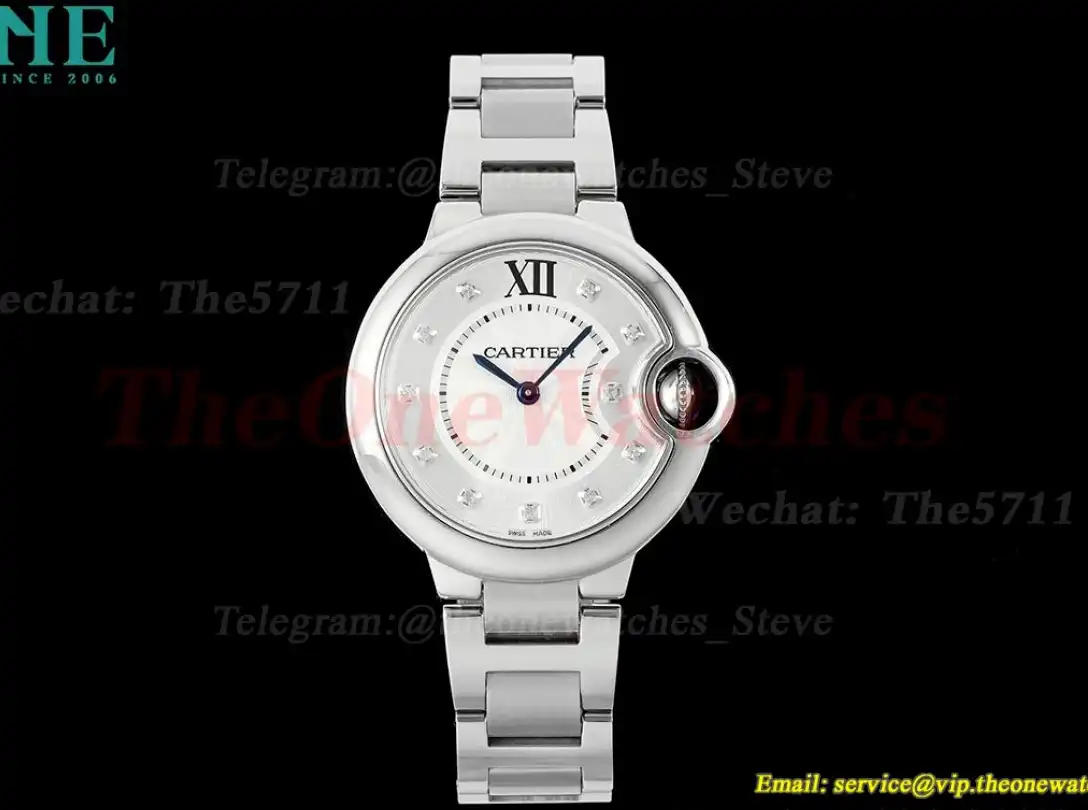 Ballon Bleu De Cartier 33mm SS SS White Dia AF Quartz