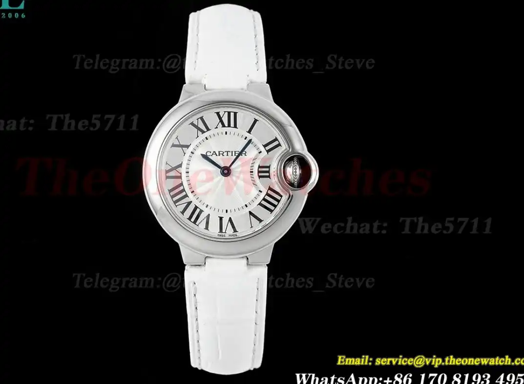 Ballon Bleu De Cartier White Strap 33mm SS LE AF Quartz