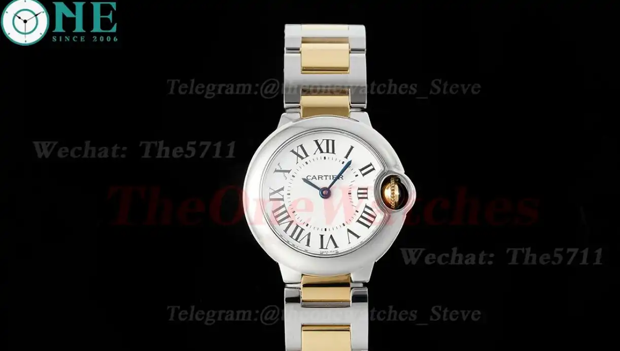 Ballon Bleu De Cartier 28mm YG SS White Dial AF Quartz