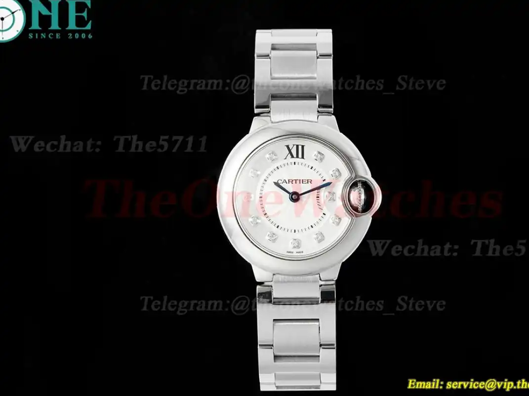 Ballon Bleu De Cartier 33mm SS SS White Dia AF Quartz